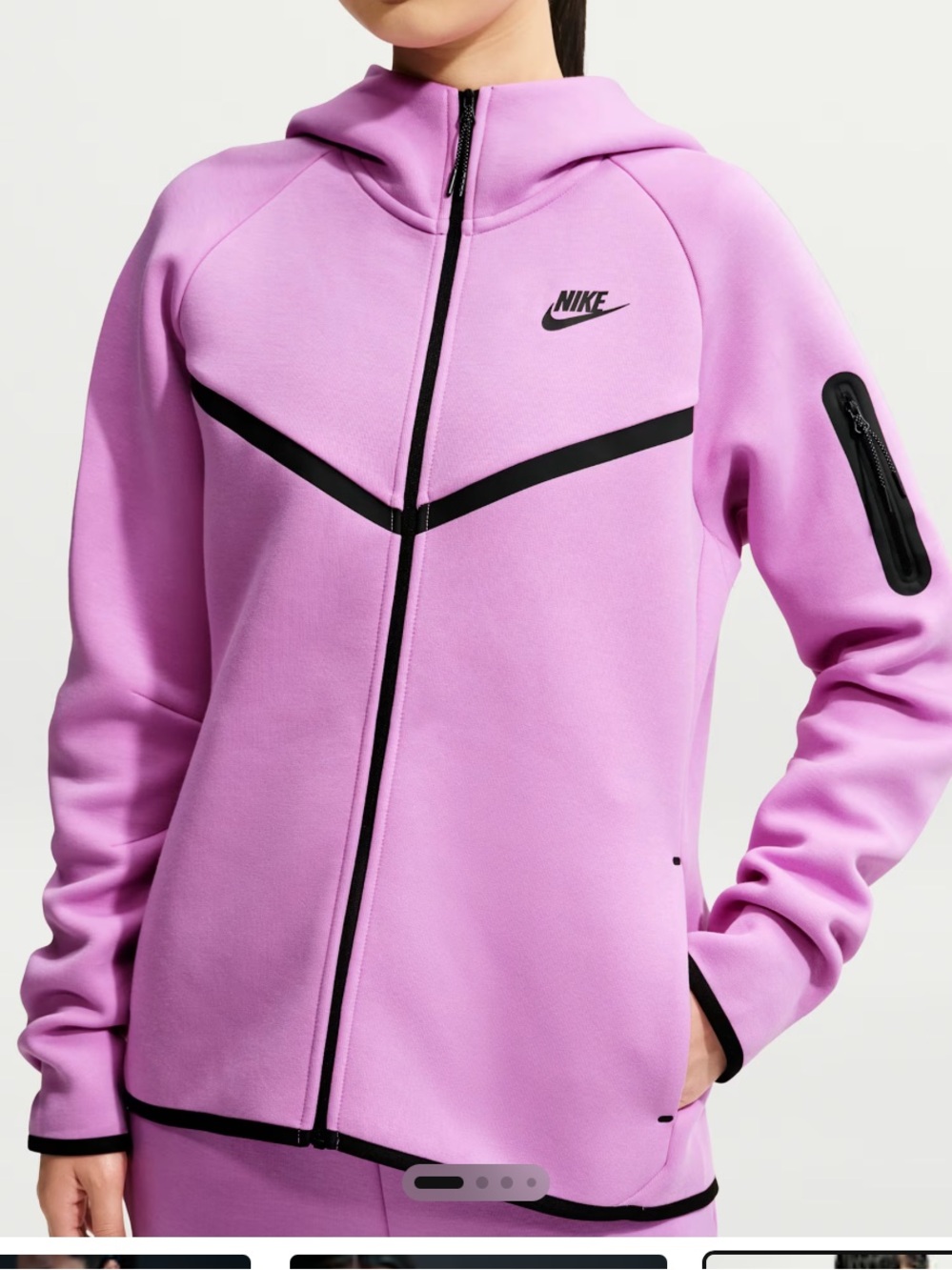 Nike Tech Lavender Pink Full-Zip Bomber Hoodie Jacket size L